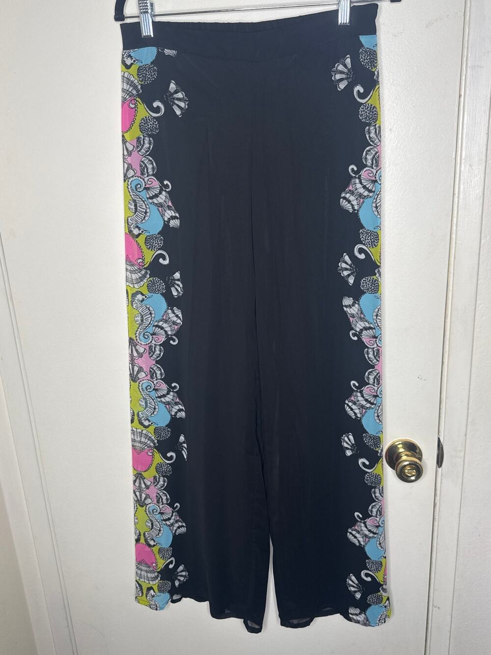 Bisou Bisou sz S shell and seahorse wide leg beach comfy pants